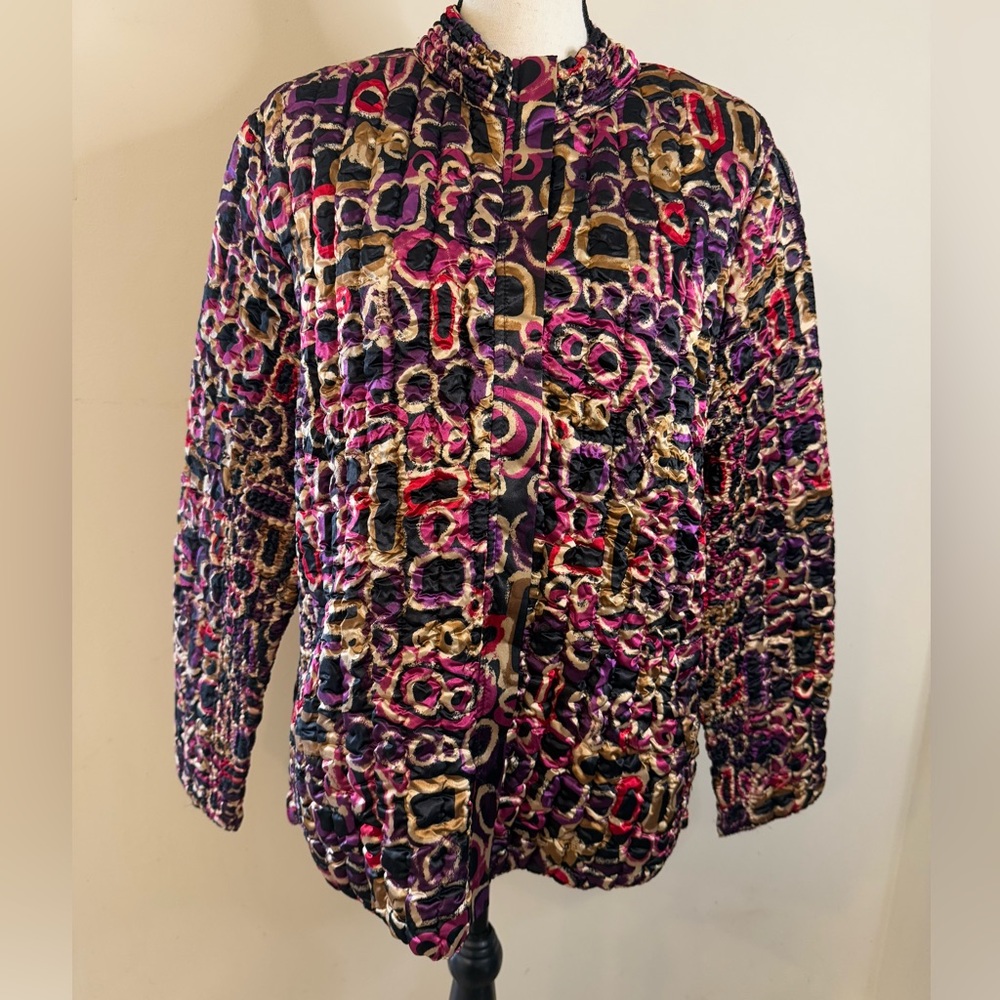 Ruby Rd. Crinkle texture multicolored zip up jack… - image 1